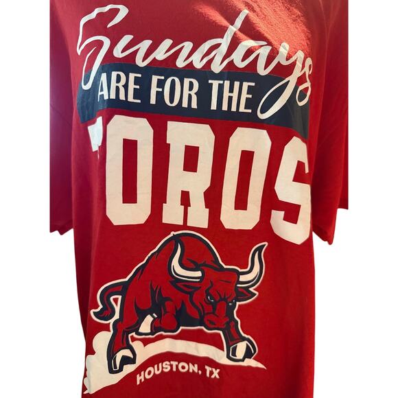 Houston Texans, Sundays Are For The Toros, Graphic Tee, Red, Unisex Size XL - Picture 2 of 5